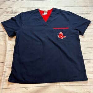 Boston Red Sox MLB Genuine Merchandise Blue‎ Medical Scrub Top Men's Small